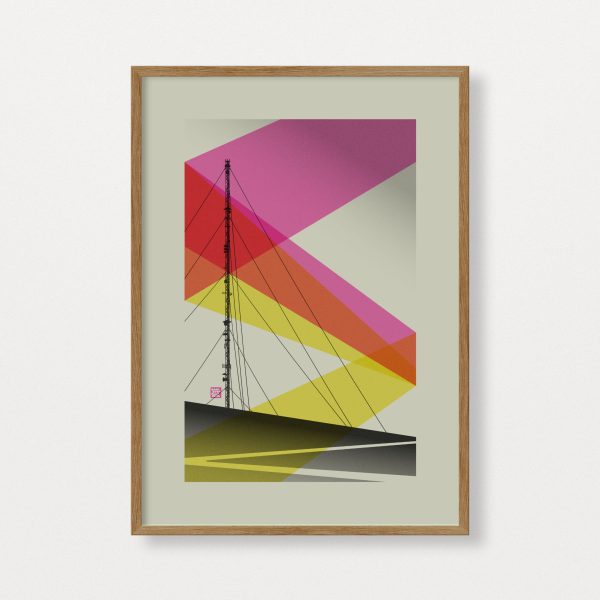 Image of the 3 colour risograph print: Holme Moss: Zig Zag